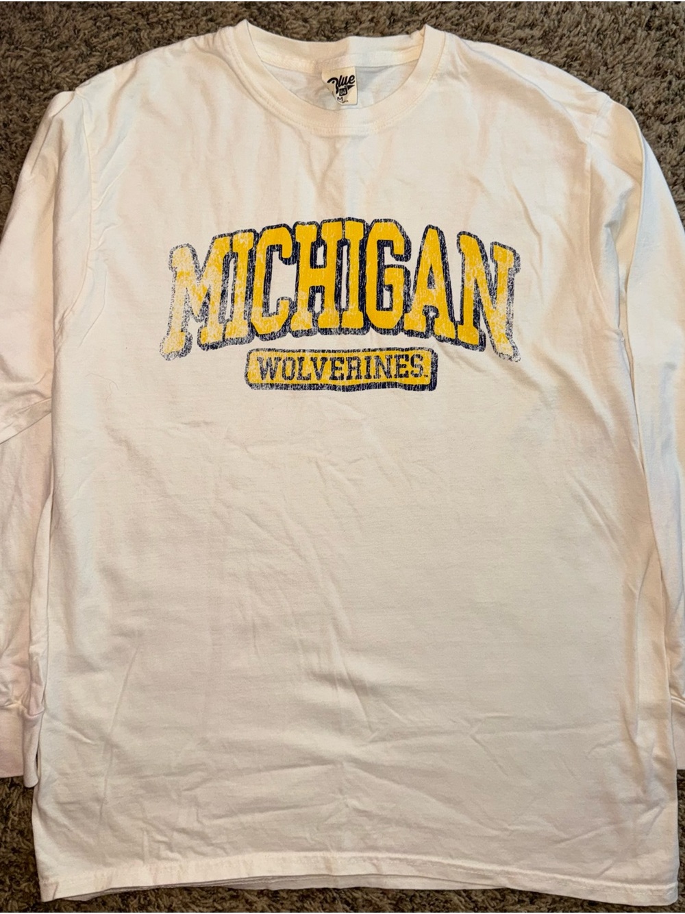 Blue 84 Michigan Wolverines M Long Sleeve Shirt Distressed College Football
